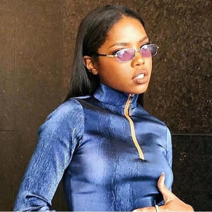 Kim Shui Blue Metallic Turtleneck Top NWT Women’s Size Large Designer